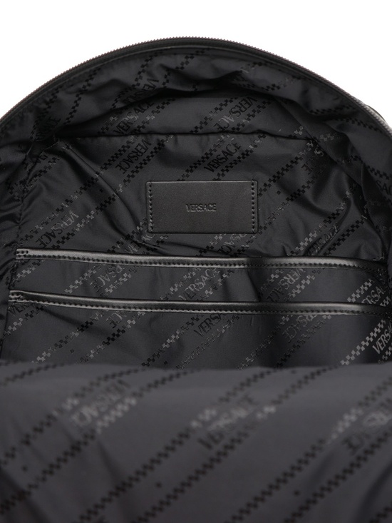 Versace Quilted design myth nylon backpack | The Fashion Square Versace Myth Embroidered Logo Backpack Quilted Black Nylon New